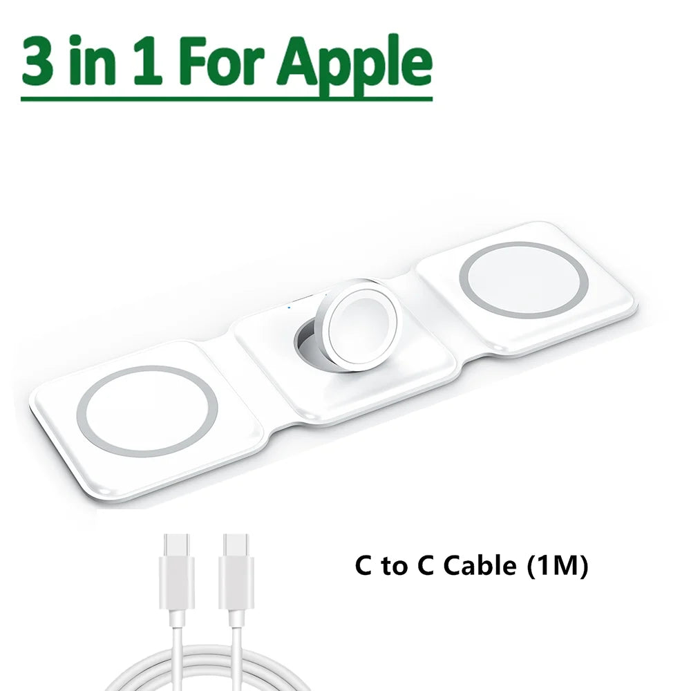 3 in 1 Magnetic Wireless Charger Pad Stand for iPhone 17 16 15 14 130 Pro Max Airpods iWatch Fast Wireless Charging Dock Station