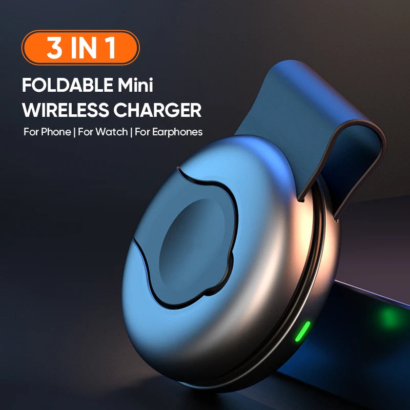Foldable Magnetic 3-in-1 Wireless Charger, 15W Fast Charging Station for Smartphone Smartwatch Earbuds