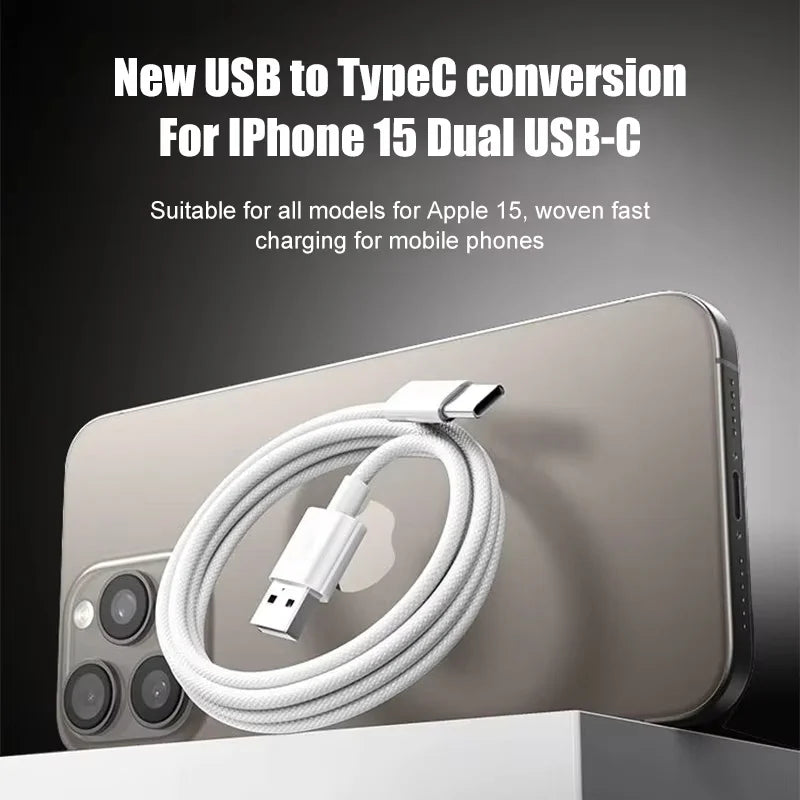 10Pcs 120W USB C Phone Cable For iPhone 16 15 17 Pro Max Plus Fast Charging Type-C Charge Braided Cables USB to Type C Data Line