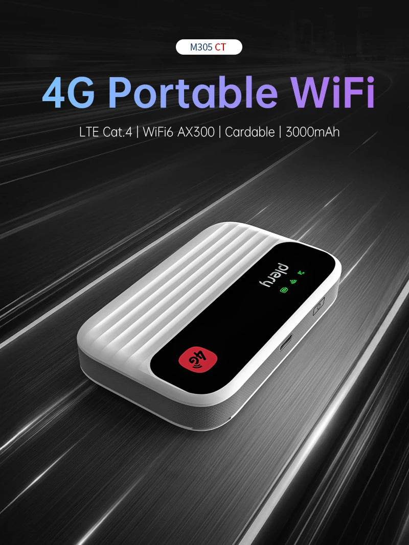 PLERY WiFi6 4G LTE Pocket Wifi Router Unlocked Mobile Hotspot with Sim Card Slot for Car Wireless Broadband Mifi Global Use