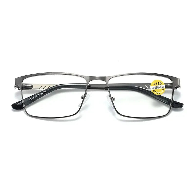 Fashion Reading Glasses For Men High Quality Blue Light BLocking Prescription Eyeglasses Frame With Spring Hinge +75+125+175+225