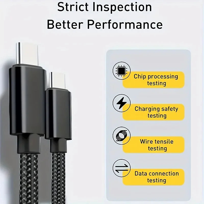 60W Quick Charger Type C To Type C 1M 2M 3M Cables PD Fast Charger Data Cable
