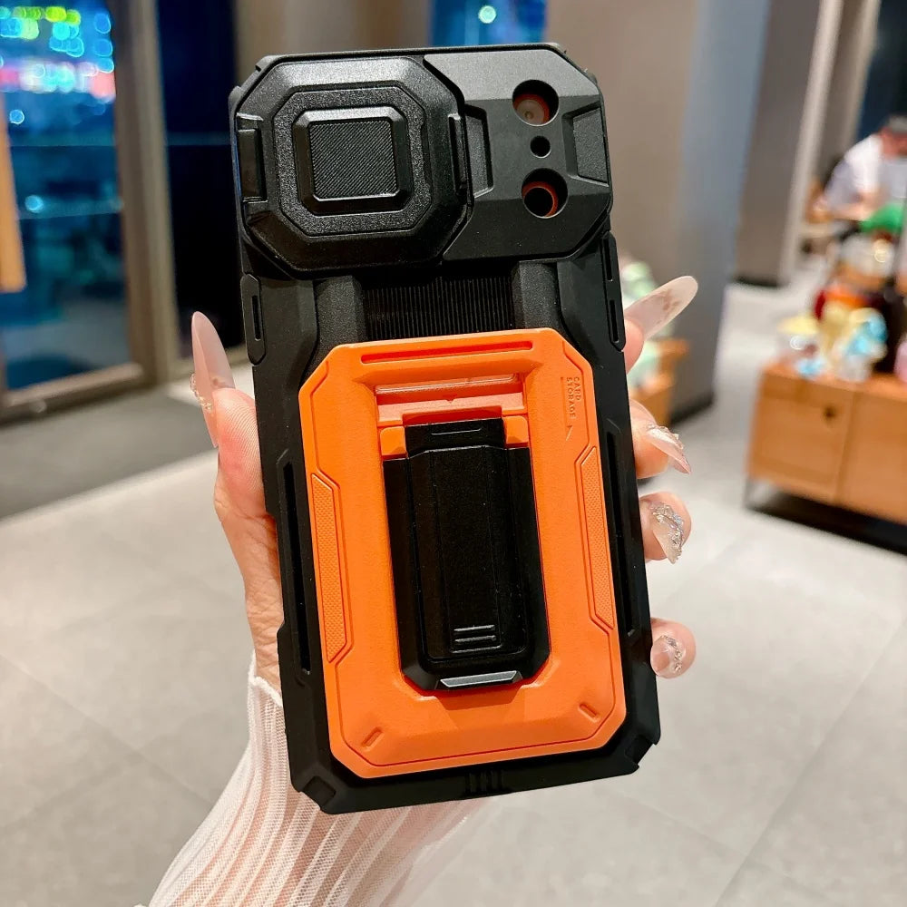 Phone Case For iPhone 17 16 15 14 13 Pro Max Plus Heavy Duty Protection With Sliding Camera Cover And Card Clip Cover Shockproof
