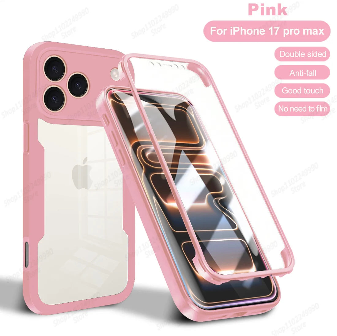 360 Full Cover Case For iPhone 17 Pro Max Air Capa For iPhone 18 Pro Max 14 15 Plus 16E 13 12 Mini Screen Protection Phone Cover