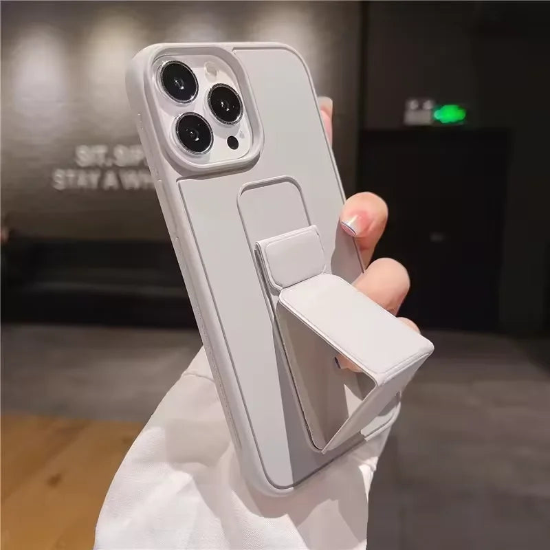 Wrist Strap Foldable Holder Phone Case for IPhone 16 15 14 6 7 8 Plus 13 12 11 Pro XS Max X XR SE Drop Resistant Hard PC Cover