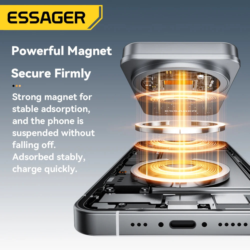 Essager 2-in-1 Wireless Charger Qi2 15W Magnetic Wireless Charging Stand For iPhone 17 16 15 14 Pro AirPods iWatch 8 9 Charger