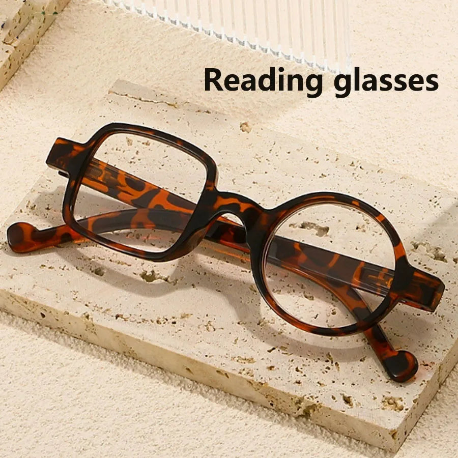 Fashionable and Trendy Irregular Vintage Reading Glasses for Men and Women, Versatile for Everyday Use and Newspaper Reading
