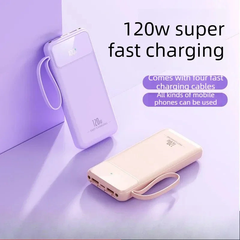 Power Bank 20000mAh 5V Portable Charger with Built-in Charging Cable for Universal Devices Travel Emergency Backup