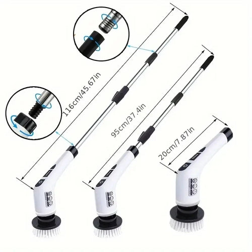 1 Set, Electric Cleaning Brush, Wireless Electric Rotating Scrubber, 7 Brush Heads and Adjustable Extension Handle, Bathroom Cleaning Brush, Household Cleaning Tools