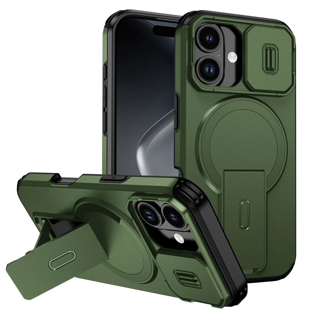 Shockproof Foldable Magnetic Stand Phone Case For iPhone 18 17 16 15 14 13 12 11 Pro Max Air 16E Full Body Lens Protection Cover