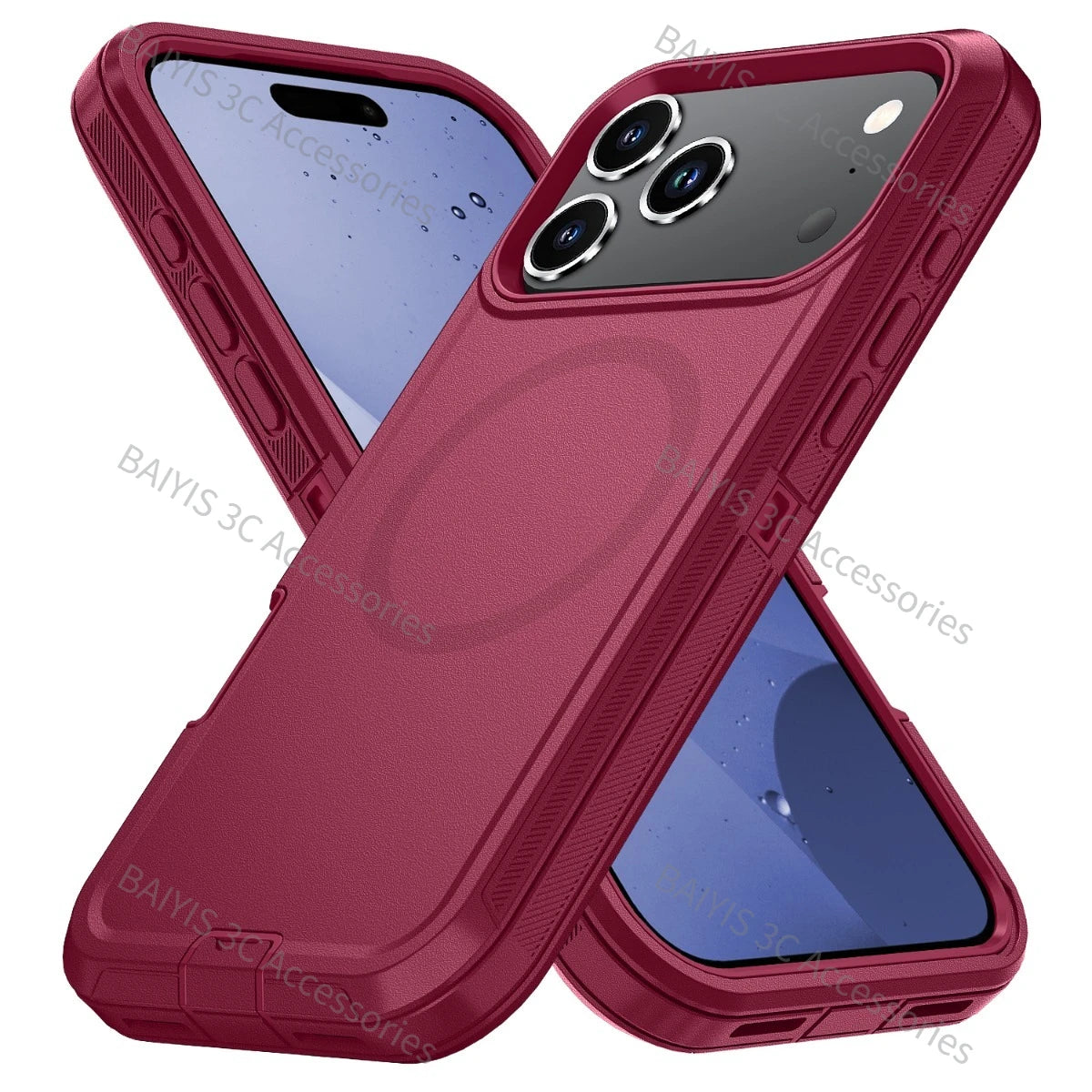 Heavy Duty Hybrid Defender 3-Layer Phone Case for iPhone 13 14 17 18 Pro Max 16 15 Plus Air for Magsafe Rugged Armor Cover Funda