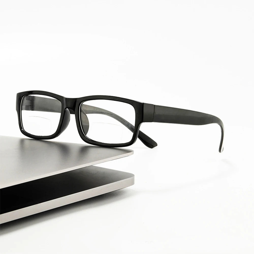 Progressive Multifocal Reading Glasses Black Frame Classic Men Smart Adjustment Focus Reading Glasses Far & Near Reading Glasses