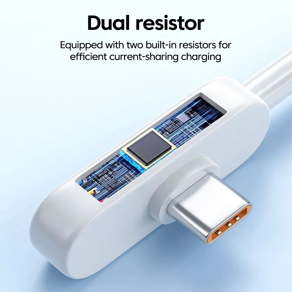 6A L-shaped 100W Fast Charging Data Cable Mobile Game Elbow USB A To Type C Cable High Speed Data Transfer USB Type C Cable