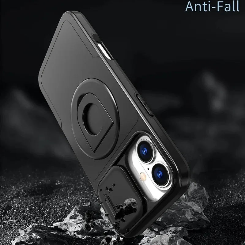 Shockproof Heavy Duty Armor 2N1 Phone Case for IPhone 16 Pro Max 15 14 13 Magnetic 360° Ring Holder Stand Bumper Otter Cover Box