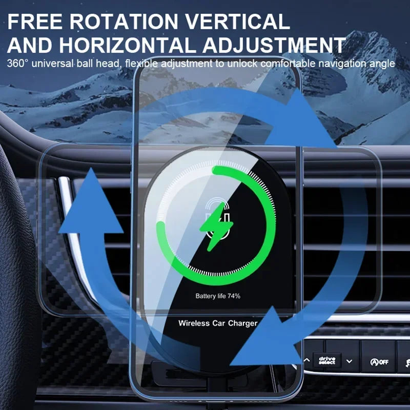 15W Magnetic Car Wireless Chargers Air Vent Phone Holder For Magsafe iPhone 17 16 15 14 13 12 Pro Max Car Fast Charging Stand