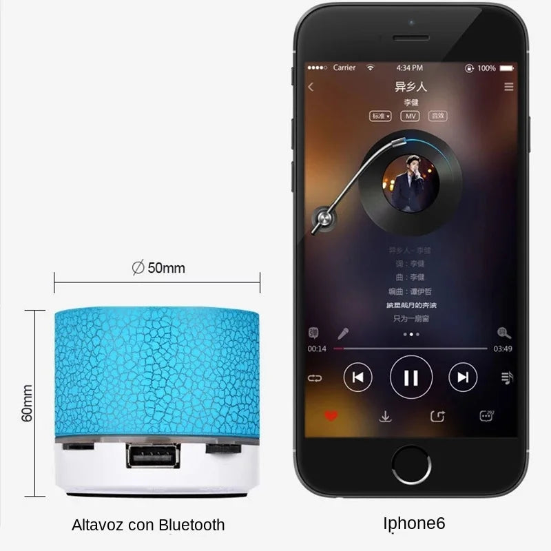 Mini Bluetooth Speaker Wireless Loud Speaker Crack LED SD Card USB Subwoofer Portable MP3 Music Sound Column For Computer Laptop