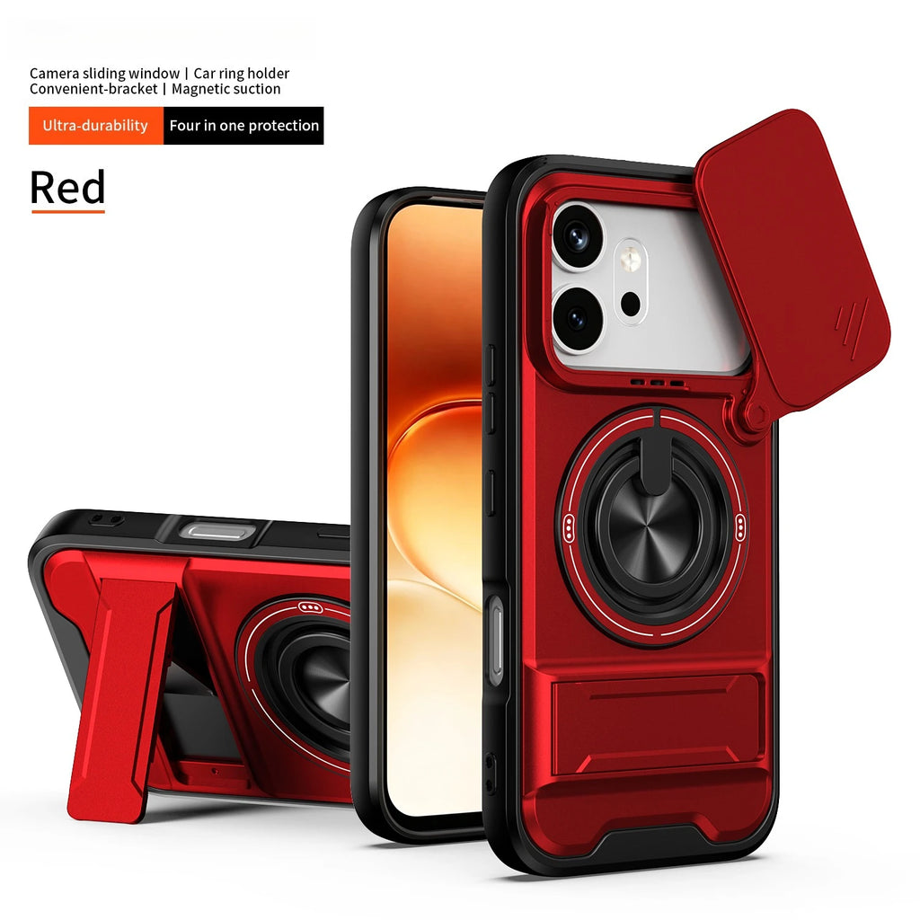 For Honor 600/Honor 600 Pro Armored hard shell 360°rotating magnetic ring holder phone case protective cover