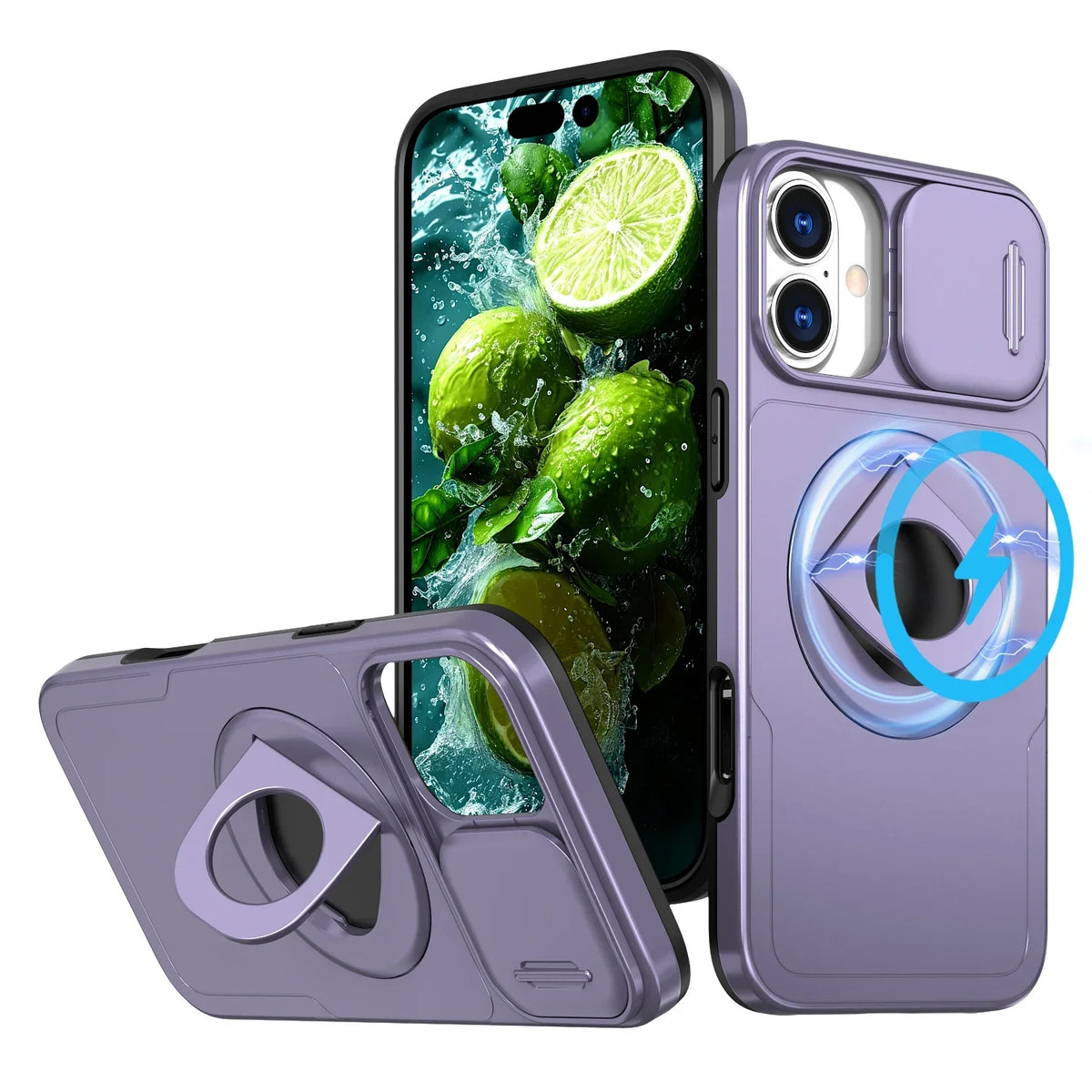 Shockproof Heavy Duty Armor 2N1 Phone Case for IPhone 16 Pro Max 15 14 13 Magnetic 360° Ring Holder Stand Bumper Otter Cover Box
