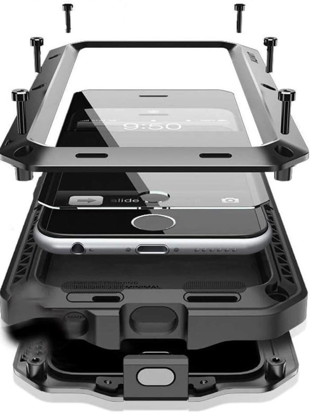 For iPhone 16 15 14 13 12 11 Pro Max X XR 8 7 Plus Aluminum Metal Tank Case Heavy Duty Shockproof Rugged Armor Cover Screen Film