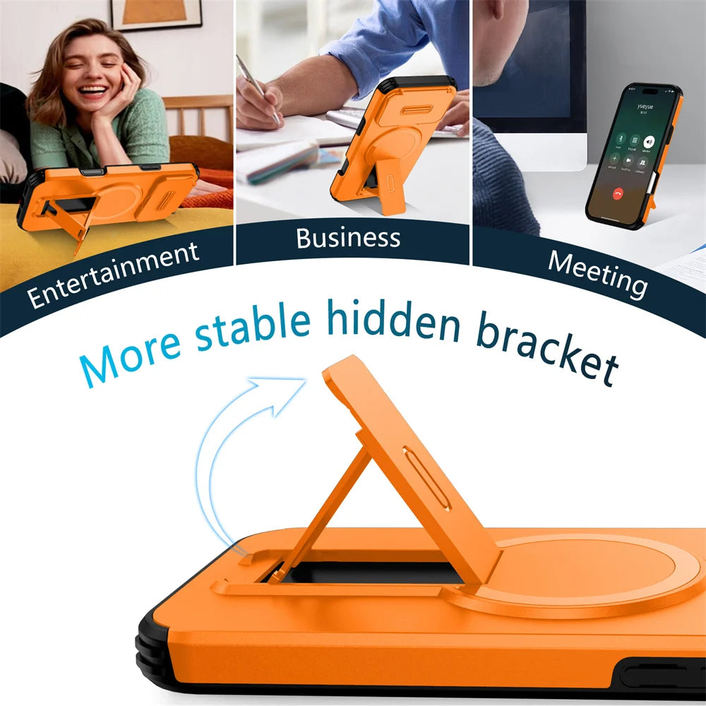 Shockproof Foldable Magnetic Stand Phone Case For iPhone 18 17 16 15 14 13 12 11 Pro Max Air 16E Full Body Lens Protection Cover