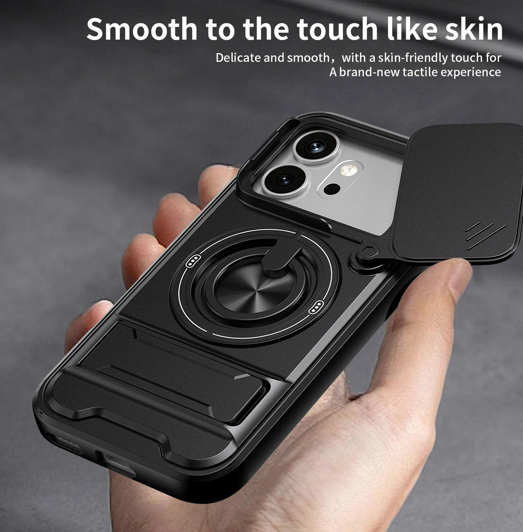 For Honor 600/Honor 600 Pro Armored hard shell 360°rotating magnetic ring holder phone case protective cover