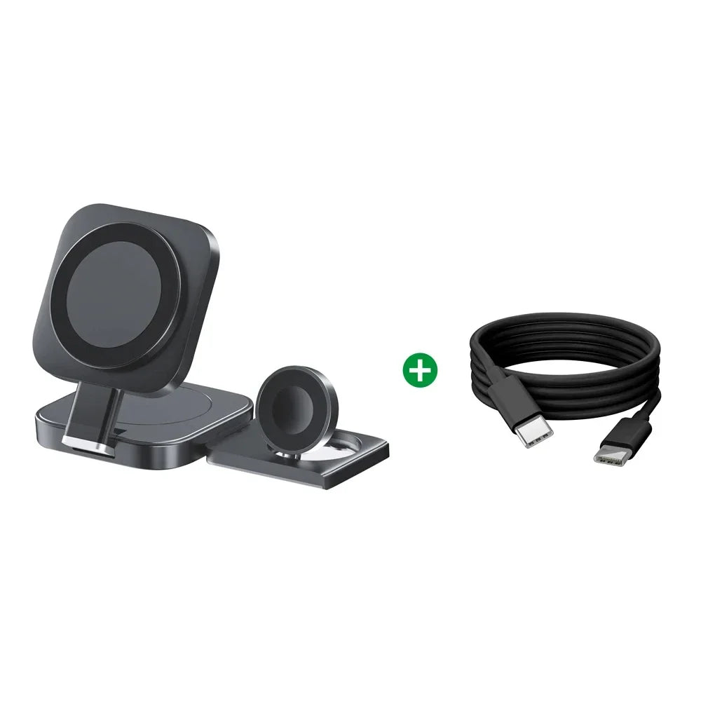 3 in 1 Magnetic Wireless Charger Pad Stand for iPhone 17 16 15 14 130 Pro Max Airpods iWatch Fast Wireless Charging Dock Station