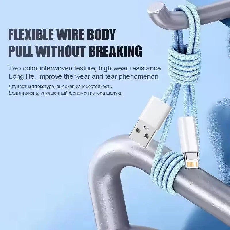 20W USB Fast Charging Braided Cable For iPhone 11 12 Mini 13 14 Pro Max X XR XS 6 6S 7 8 Plus SE Quick Charge Phone Cables 1m 2m