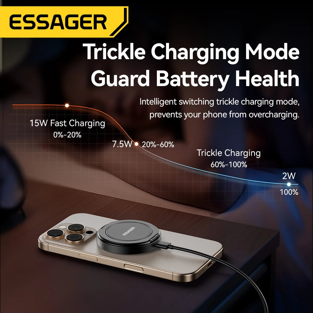 Essager 15W Magnetic Wireless Charger Stand 2-in-1 Charging Stand For iPhone 15 16 14 13Pro Max AirPods For MagSafe Fast Charger