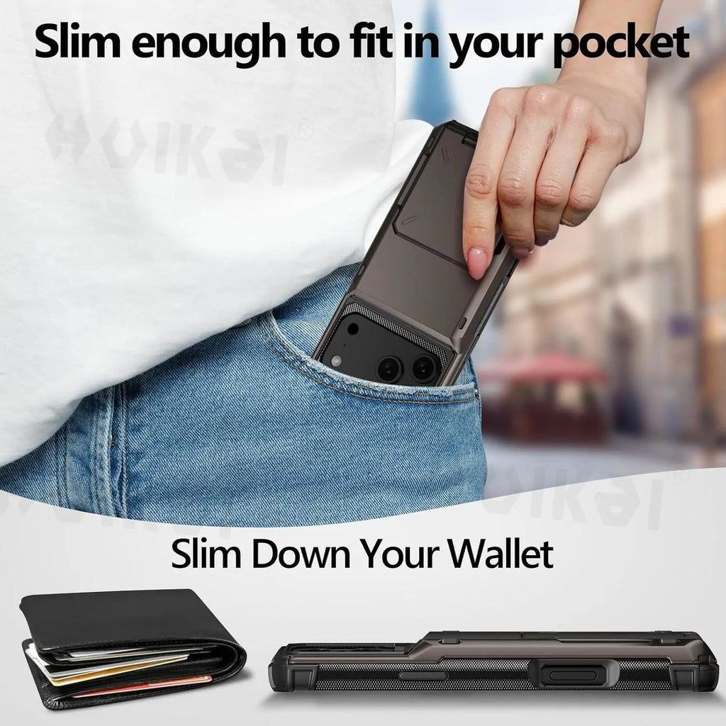 Card Holder Case For iPhone 18 Pro Max 17e 17 Pro Max 16 15 14 13 Heavy Duty Wallet Hidden Flip Slot Protective Hard Back Cover