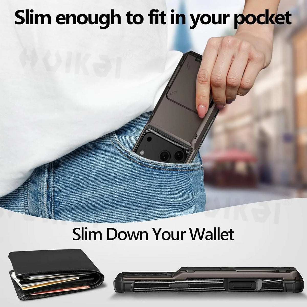 Card Holder Case For iPhone 18 Pro Max 17e 17 Pro Max 16 15 14 13 Heavy Duty Wallet Hidden Flip Slot Protective Hard Back Cover