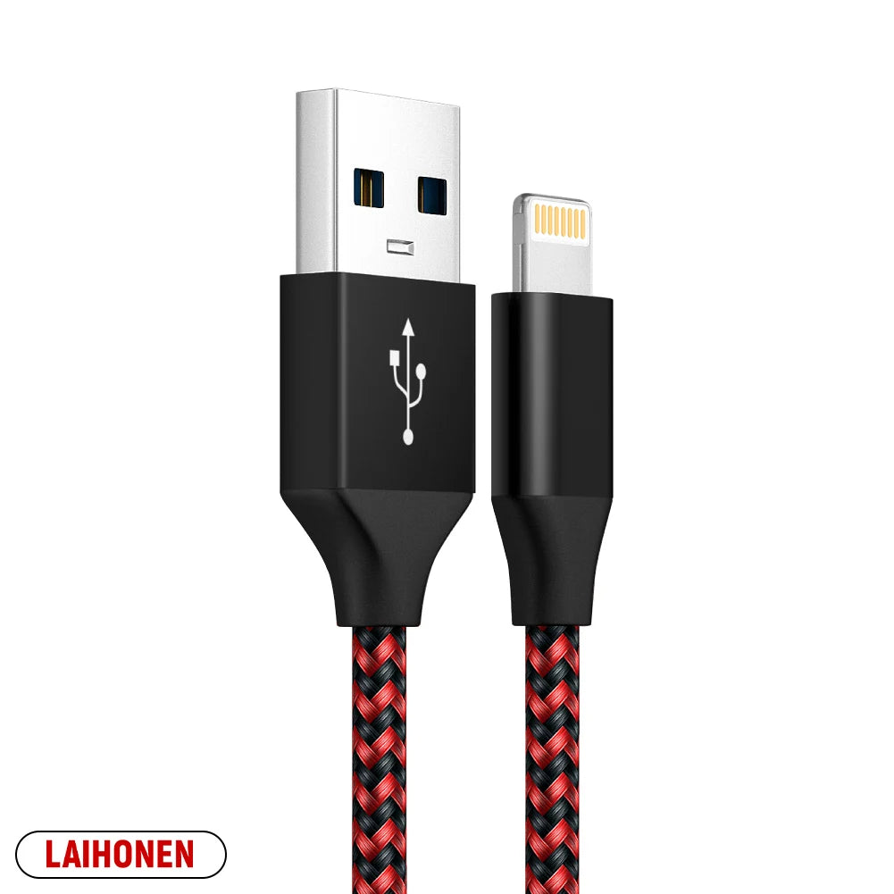 LAIHONEN USB Cable For iPhone 5 6 7 8 Plus X XS XR 11 12 13 14 Pro Max SE 1m 2m 3m Long  Short iOS Data Charger Cord Fast Charge