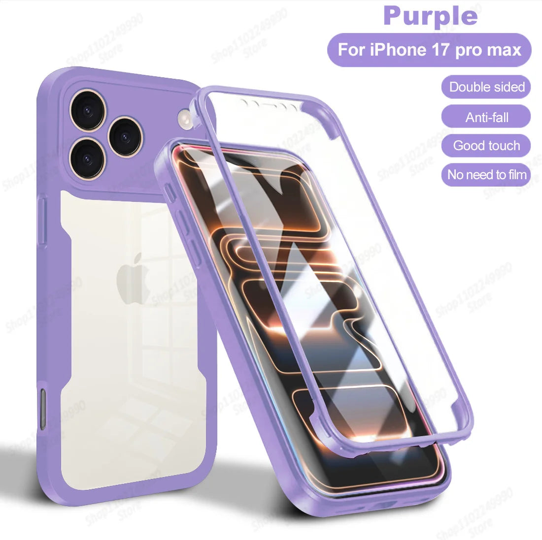 360 Full Cover Case For iPhone 17 Pro Max Air Capa For iPhone 18 Pro Max 14 15 Plus 16E 13 12 Mini Screen Protection Phone Cover