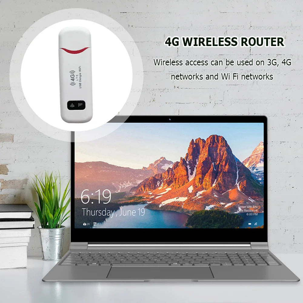 150Mbps 4G LTE USB WiFi Dongle Sim Card Wireless Modem Stick Portable Mobile Broadband Router Adapter for Home Office Travel Use