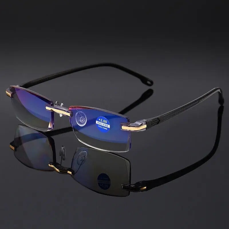 1Pcs Rimless Reading Glasses For Men Women Retro Square Ultralight Anti Blue Light Eyewear Presbyopia Optical Eyeglasses