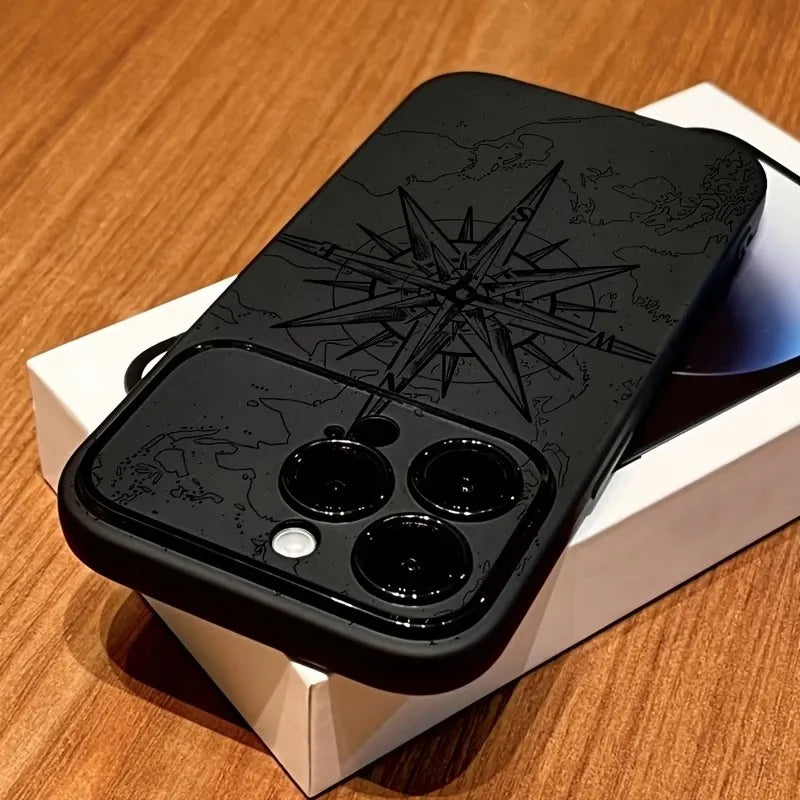 Creative Compass Phone Case For iPhone 17 16 15 11 12 14 13 Pro Max Mini XS X XR 7 Plus 17E Air Shockproof Silicone Cover Fundas