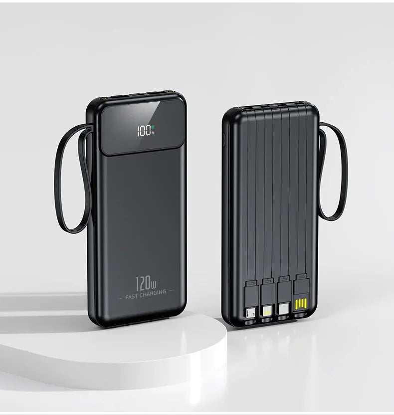 Power Bank 20000mAh 5V Portable Charger with Built-in Charging Cable for Universal Devices Travel Emergency Backup
