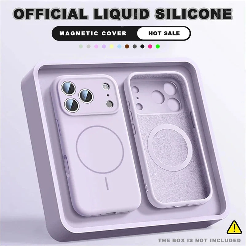 For Magsafe Liquid Silicone Phone Cases For iPhone 17 16 15 14 13 12 Pro Max 16 Plus Air Case Magnetic Wireless Charging Cover
