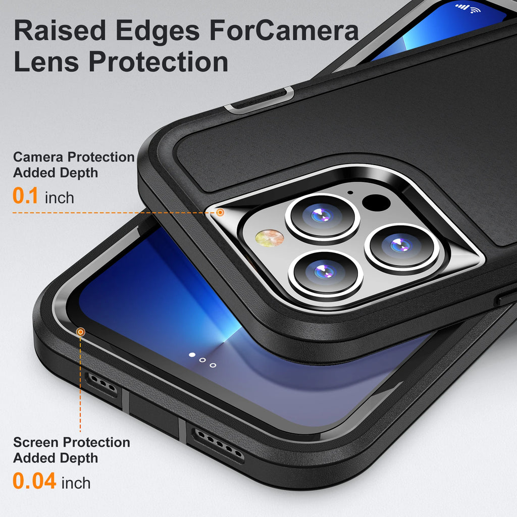 PKCASE Heavy Armor Shockproof Case For iPhone 18 17 Air 16 15 14 Plus 13 12 11 Pro Max Bracket Phone Cover For iPhone 16e