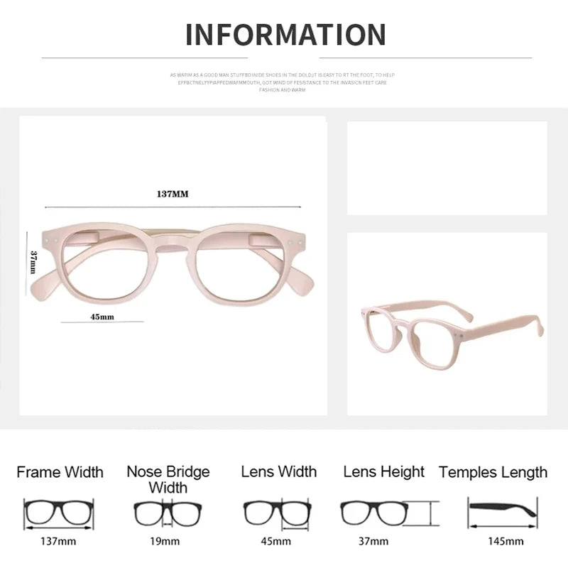 Reading Glasses for Men/Women,Style Design Round Frame,Spring HInge Lightweight Prescription Readers Eyeglasses