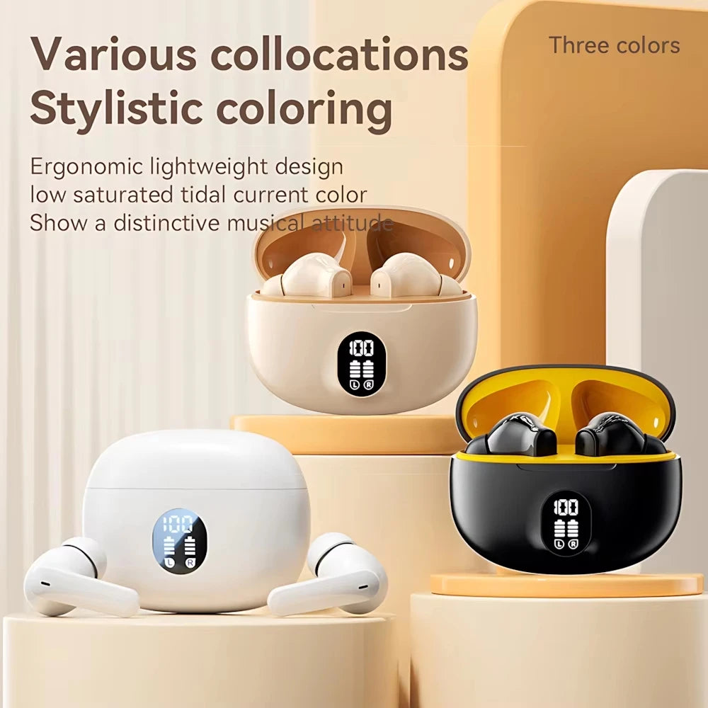 Mini Slim TWS Wireless Bluetooth Earbuds Noise Isolation Long Playtime Battery Built-In Mic for Hands-Free Calls Music Streaming