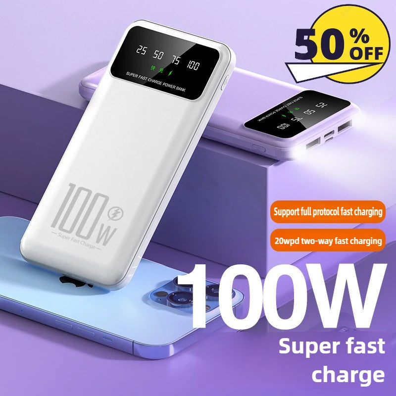 100W 20000mAh Power Bank Super Fast Charging Battery High Capacity Digital Display PowerBank