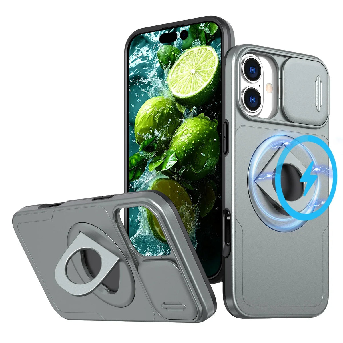 Shockproof Heavy Duty Armor 2N1 Phone Case for IPhone 16 Pro Max 15 14 13 Magnetic 360° Ring Holder Stand Bumper Otter Cover Box