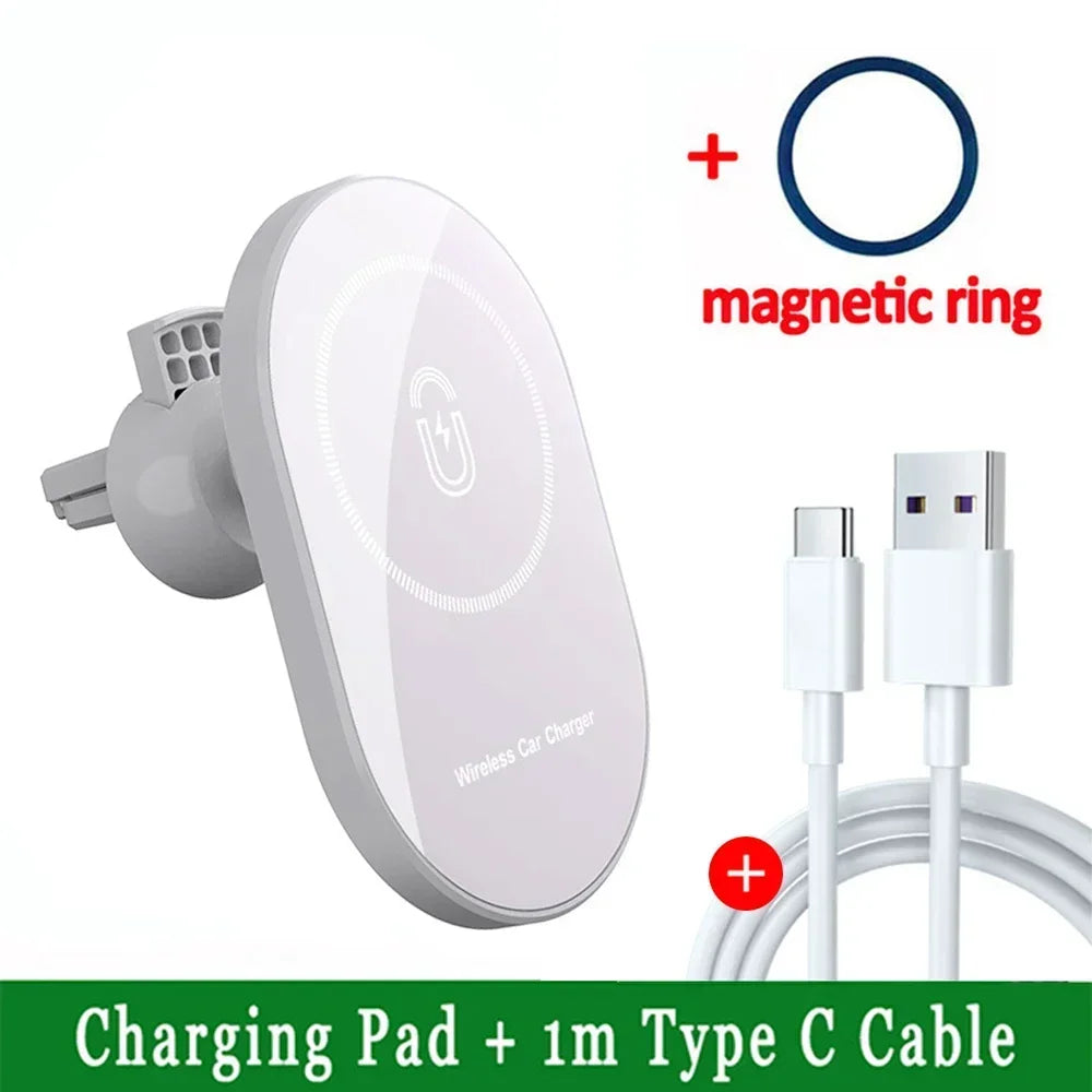 15W Magnetic Car Wireless Chargers Air Vent Phone Holder For Magsafe iPhone 17 16 15 14 13 12 Pro Max Car Fast Charging Stand