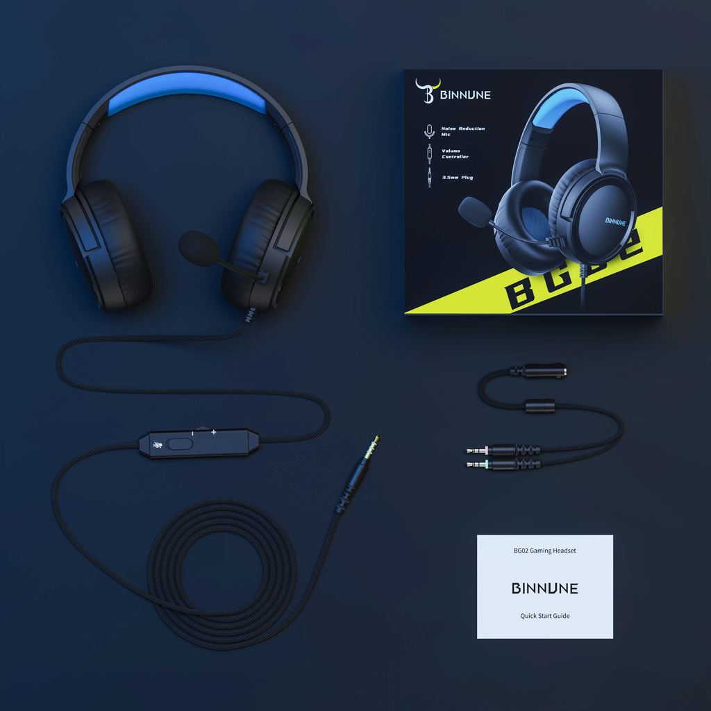 BINNUNE BG02 Headsets Gamer for PS4 PS5 Xbox Series X|S Xbox One PC Switch Wired Gaming Headphones for Playstation 5 Xbox 1