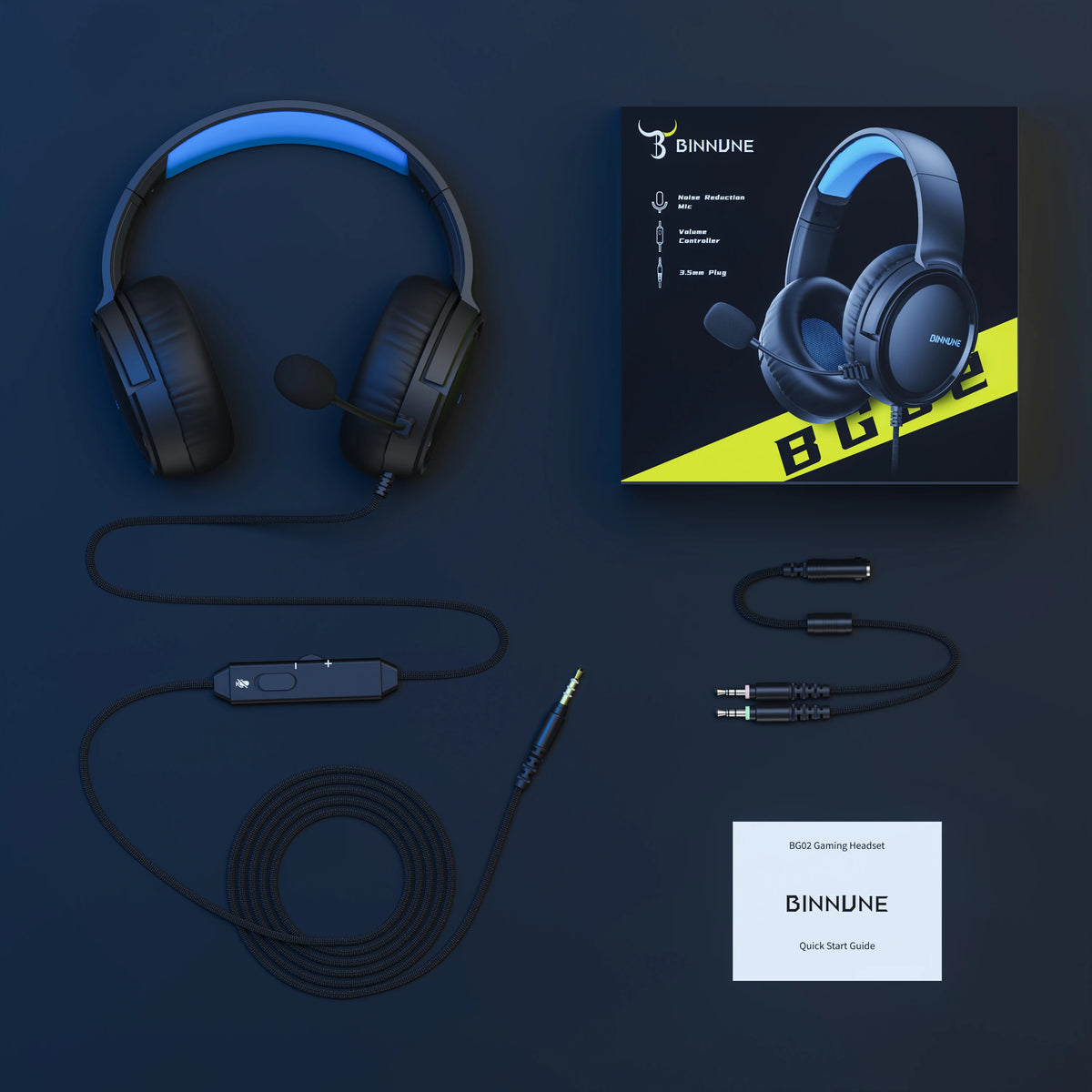 BINNUNE BG02 Headsets Gamer for PS4 PS5 Xbox Series X|S Xbox One PC Switch Wired Gaming Headphones for Playstation 5 Xbox 1