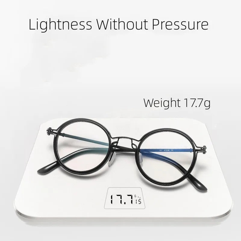 Reading Glasses Men High Quality Round Alloy Magnifying Glasses Eye Prescription 0 To +4 Clear Lens Anti Blue Light Glasses New