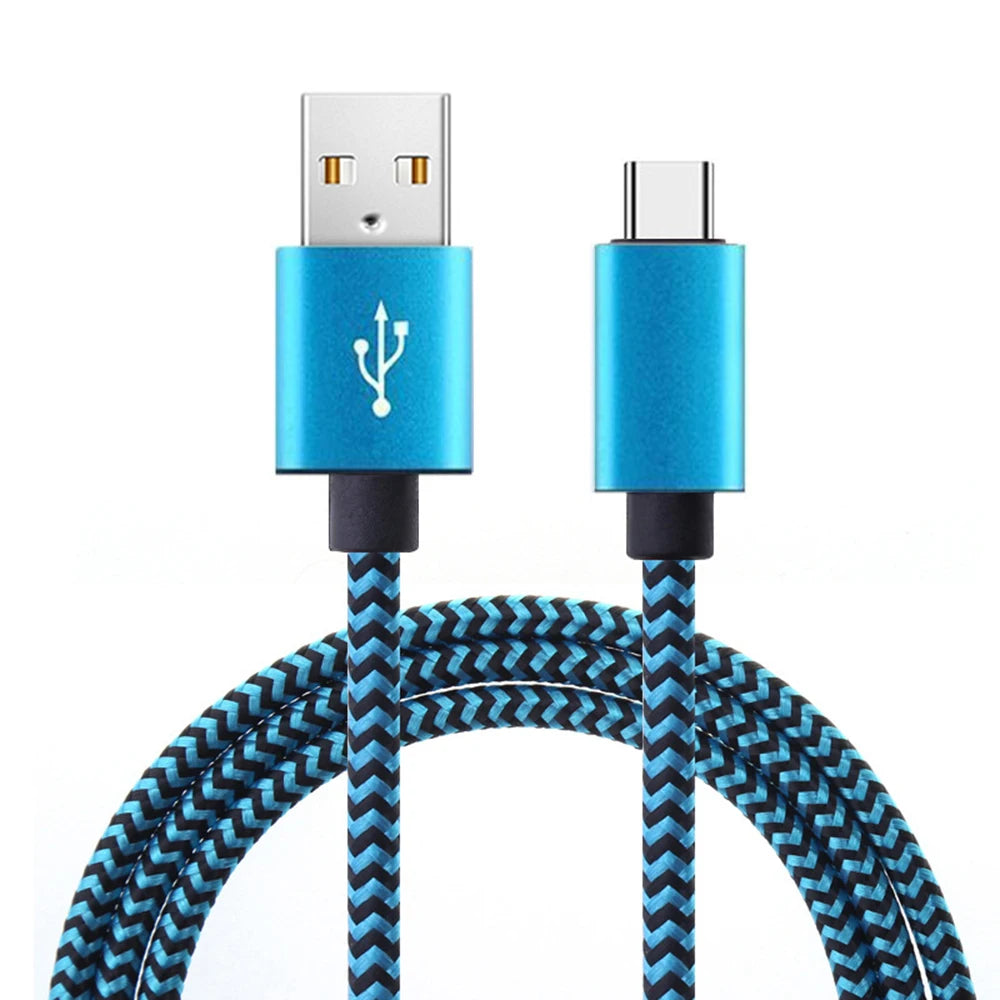 3M USB A To Type C Cable Date Sync Line 3A Mobile Phone Fast Charger Cable Braided Wire Charger Cable For Xiaomi Huawei Android