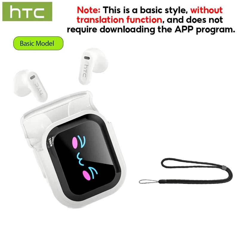 HTC NE20 Original Wireless Bluetooth Earphone In Ear AI Translate Earbud LED  Touchscreen HIFI Sound Noise Reduction Headset