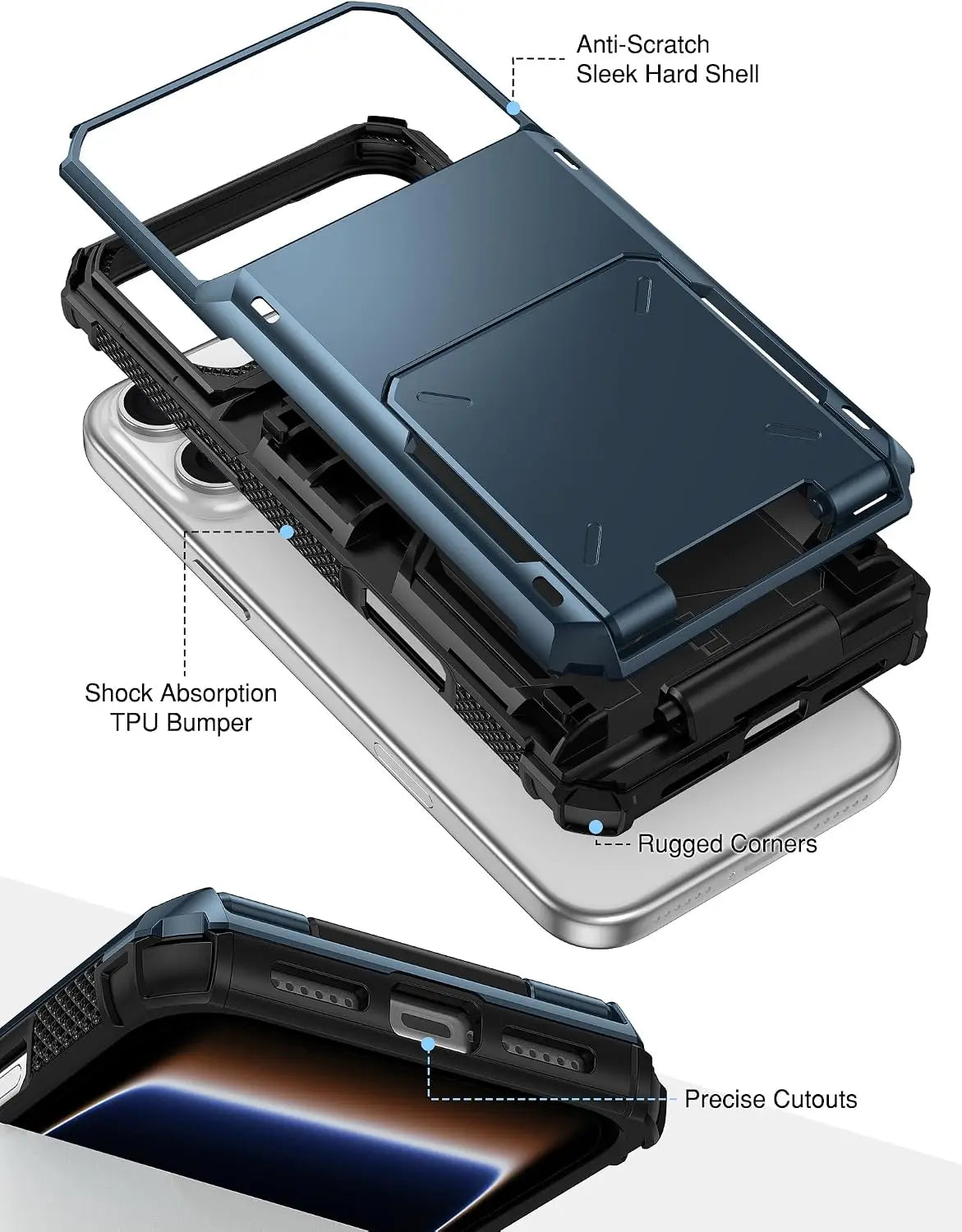 Case For iPhone 18 Pro Max 18 Pro 17 Pro Max 17 Pro Card Holder Heavy Duty Wallet Hidden Flip Slot Protective Hard Back Cover