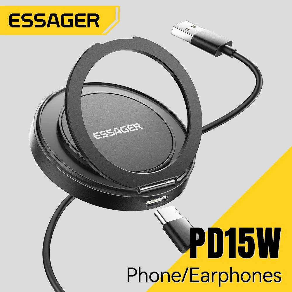 Essager 15W Magnetic Wireless Charger Stand 2-in-1 Charging Stand For iPhone 15 16 14 13Pro Max AirPods For MagSafe Fast Charger